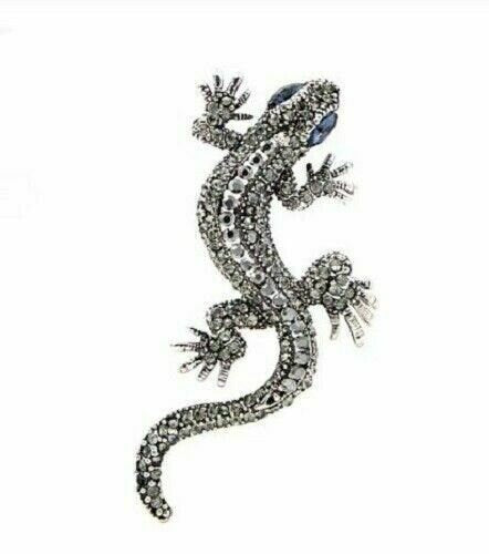Vintage look silver plated lizard brooch suit coat gecko broach pin collar l14