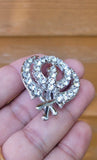 Khanda brooch silver plated stunning diamonte sikh pin singh kaur broach k61 new