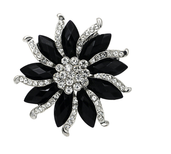 Stunning vintage look silver plated retro flower celebrity brooch broach pin j33