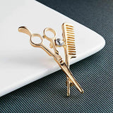Stunning diamonte gold plated vintage look scissors christmas brooch pin b49z