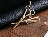 Stunning diamonte gold plated vintage look scissors christmas brooch pin b49z