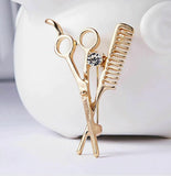 Stunning diamonte gold plated vintage look scissors christmas brooch pin b49z