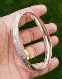 Silver plated laser engraved khanda sikh singh kaur khalsa kara bangle kada a8