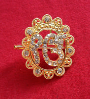 Stunning diamonte gold plated sikh eik onkar brooch cake pin x-mas singh gift hh