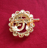 Stunning diamonte gold plated sikh eik onkar brooch cake pin x-mas singh gift hh