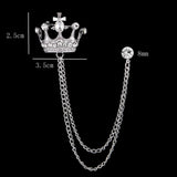 Stunning diamonte silver plated vintage look crown chain christmas brooch pin d1