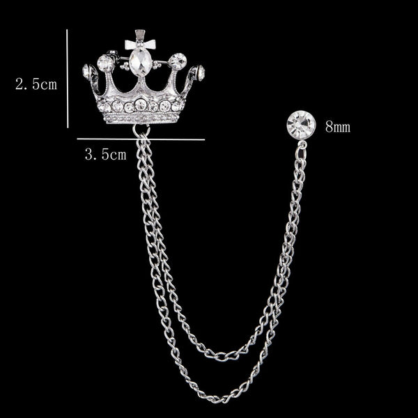 Stunning diamonte silver plated vintage look crown chain christmas brooch pin d1