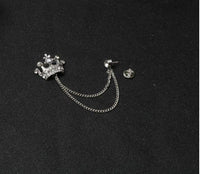 Stunning diamonte silver plated vintage look crown chain christmas brooch pin d1