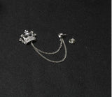 Stunning diamonte silver plated vintage look crown chain christmas brooch pin d1