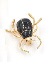 Vintage look gold plated black beetle brooch suit coat broach collar pin gift b1