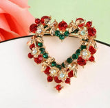 Stunning vintage look gold plated heart brooch suit coat broach pin collar ha1