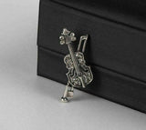Stunning vintage look silver plated violin music celebrity brooch broach pin e2