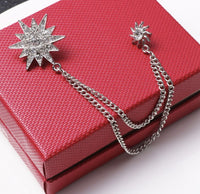 Star brooch vintage look silver gold plated suit coat broach collar pin new gg39