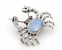 Stunning vintage look silver plated cream crab designer brooch broach pin b55s