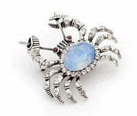 Stunning vintage look silver plated cream crab designer brooch broach pin b55s