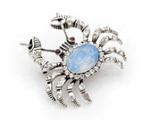 Stunning vintage look silver plated cream crab designer brooch broach pin b55s