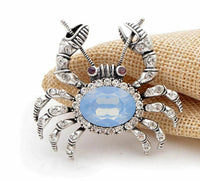 Stunning vintage look silver plated cream crab designer brooch broach pin b55s