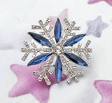 Rhinestones Snowflake Brooch Silver Plated Elegant Crystal Flower Cake Pin b48