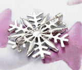 Rhinestones Snowflake Brooch Silver Plated Elegant Crystal Flower Cake Pin b48