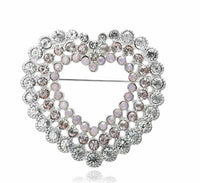 Stunning vintage look silver plated celebrity love heart brooch broach pin f6