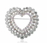 Stunning vintage look silver plated celebrity love heart brooch broach pin f6