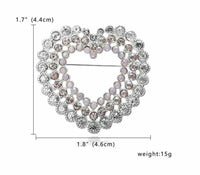 Stunning vintage look silver plated celebrity love heart brooch broach pin f6