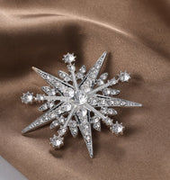 Starburst celebrity brooch pin stunning vintage look silver plated broach jjj34