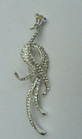 Stunning diamonte silver plated peacock bird brooch broach cake pin for suits