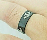 Stunning smooth laser engraved khanda sikh singh kaur khalsa black ring challa