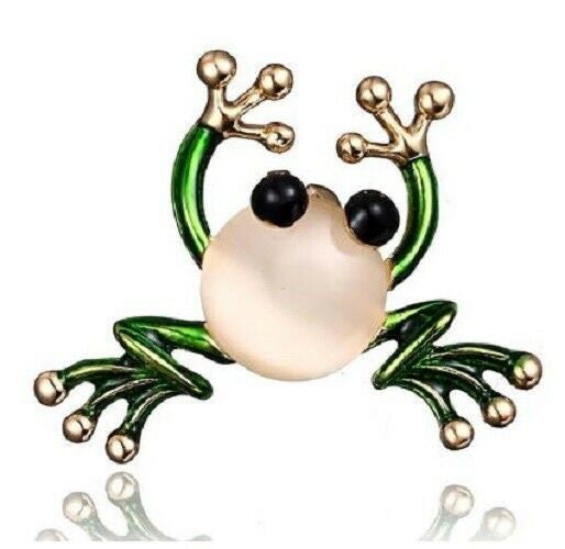 Stunning diamonte gold plated vintage look frog christmas brooch cake pin c10