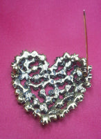 Summer special stunning diamonte vintage style gold plated heart brooch cake pin