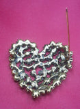 Summer special stunning diamonte vintage style gold plated heart brooch cake pin