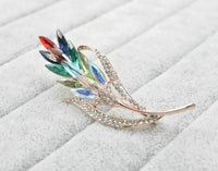 Stunning diamonte gold plated vintage look wheat twig christmas brooch pin c4