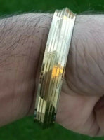 Brass kara sikh singh lines gold look kada khalsa hindu healing chakri bangle t6