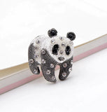 Stunning panda vintage look silver plated retro celebrity brooch broach pin gg11