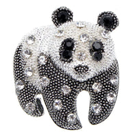 Stunning panda vintage look silver plated retro celebrity brooch broach pin gg11