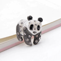 Stunning panda vintage look silver plated retro celebrity brooch broach pin gg11
