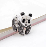 Stunning panda vintage look silver plated retro celebrity brooch broach pin gg11