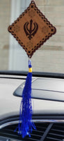 Punjabi sikh wooden khanda stunning pendant evil protection car hanger blue qq