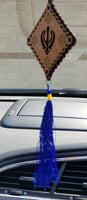 Punjabi sikh wooden khanda stunning pendant evil protection car hanger blue qq