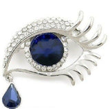 Stunning diamonte silver plated eye blue tear drop christmas brooch cake pin u11