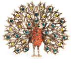 Peacock brooch gold silver plated broach colourful stones celebrity queen pin i1
