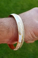 Singh is King Kara Gold Plated Kada Sikh Khalsa Bracelet Moustache Bangle AA9