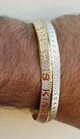 Singh is King Kara Gold Plated Kada Sikh Khalsa Bracelet Moustache Bangle AA9