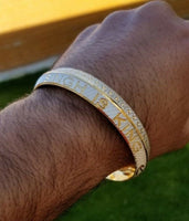 Singh is King Kara Gold Plated Kada Sikh Khalsa Bracelet Moustache Bangle AA9