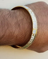 Singh is King Kara Gold Plated Kada Sikh Khalsa Bracelet Moustache Bangle AA9