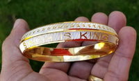 Singh is King Kara Gold Plated Kada Sikh Khalsa Bracelet Moustache Bangle AA9