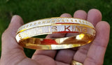 Singh is King Kara Gold Plated Kada Sikh Khalsa Bracelet Moustache Bangle AA9