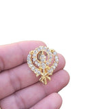 Khanda brooch gold plated stunning diamonte sikh king pin singh kaur broach k58
