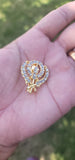 Khanda brooch gold plated stunning diamonte sikh king pin singh kaur broach k58